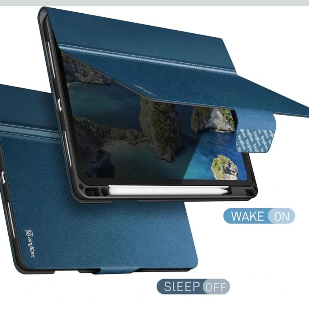 KingBlanc for iPad Air 13-inch Case (M3 2025/M2 2024) with Pencil Holder, Blue